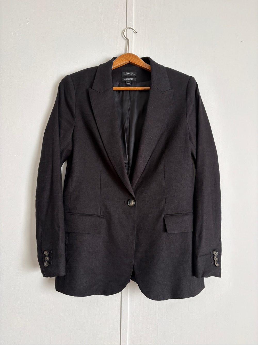 RW&CO. Black Linen Tailored Suiting Blazer 6